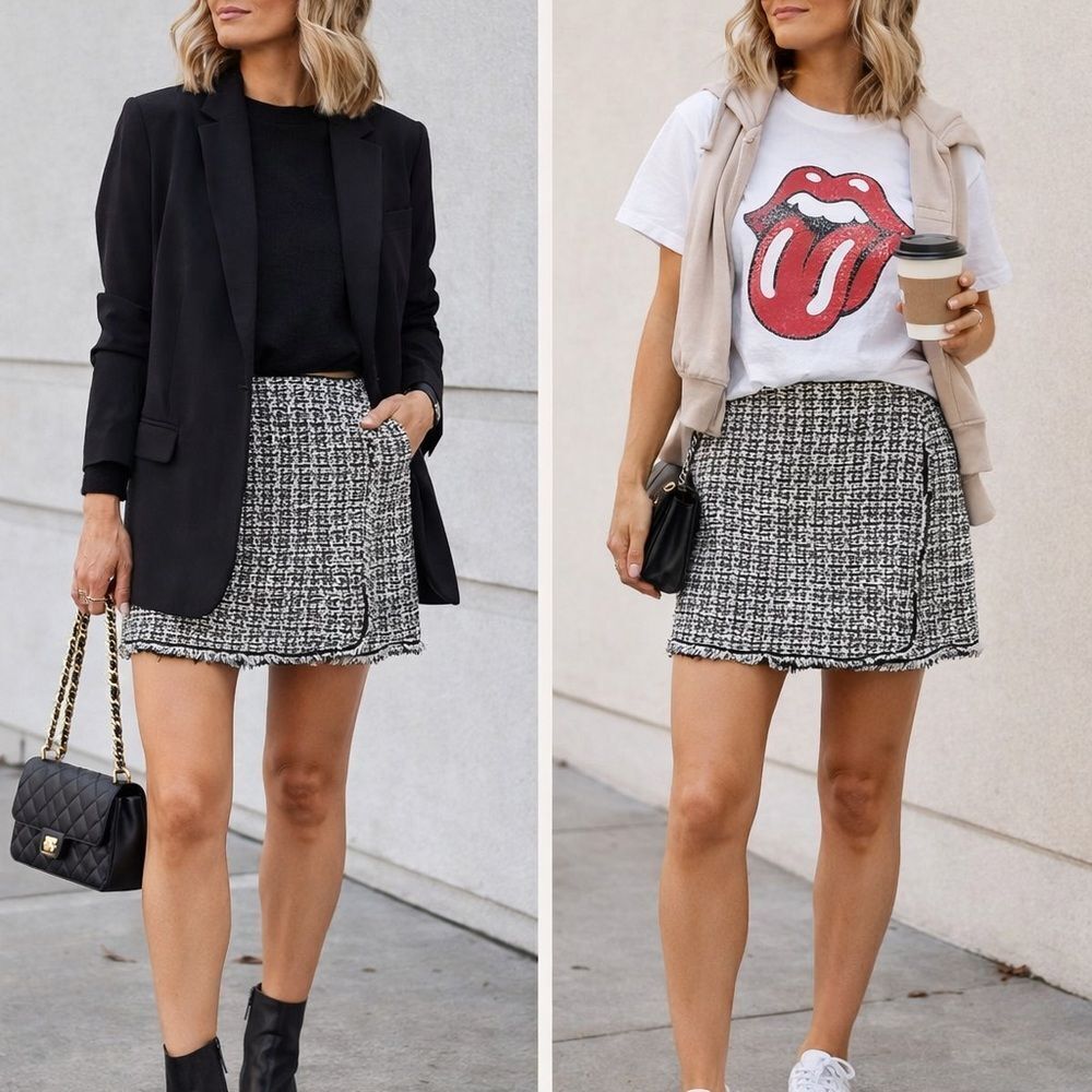 Max Studio Black and White Mini Skirt